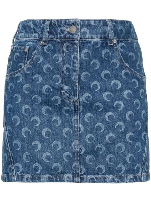 Deadstock denim mini skirt Marine Serre | WSK057DDEN0001BL50